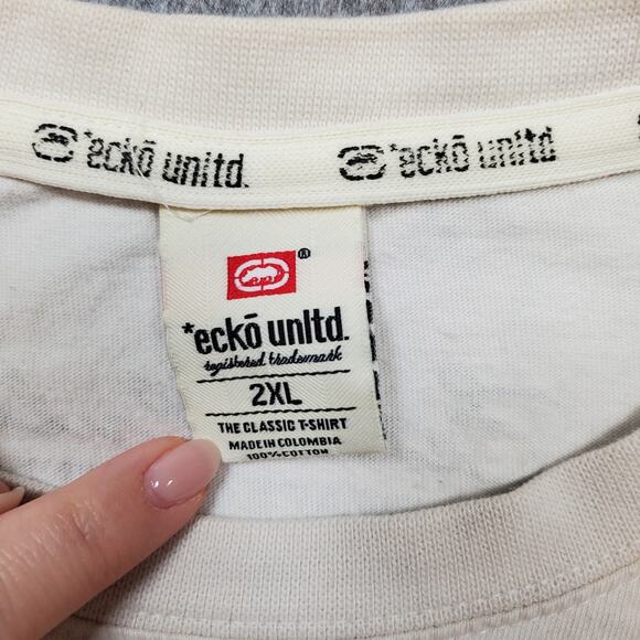 Ecko Unlimited Mens 2XL XXL Peace of Mind Graphic Tee Puff Skull Y2K 90s - Picture 4 of 11